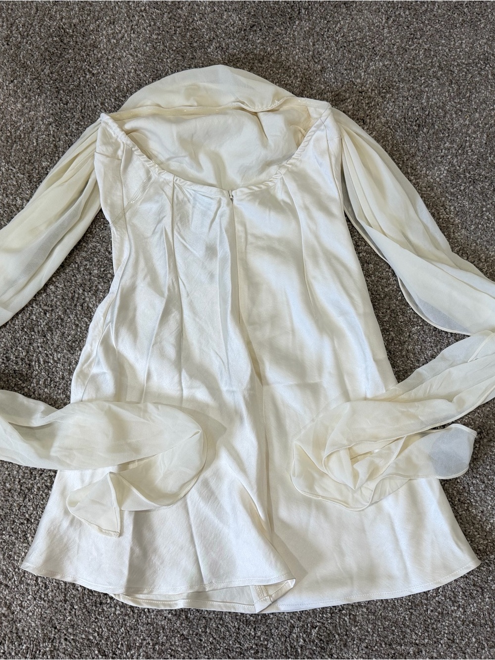 NWT Princess Polly Cream Strapless Off-Shoulder Draped Tie Back Mini Dress 6 - Picture 9 of 10